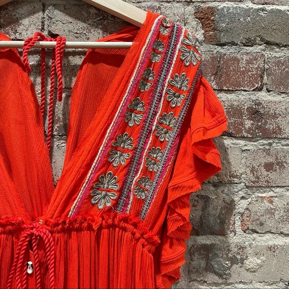 Free People Bali Will Wait For You Midi Red Dress Size Small - Picture 5 of 12